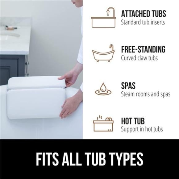 Comfortable Bath Pillow for Bathtub Great for Back Support Waterproof - Picture 4 of 6